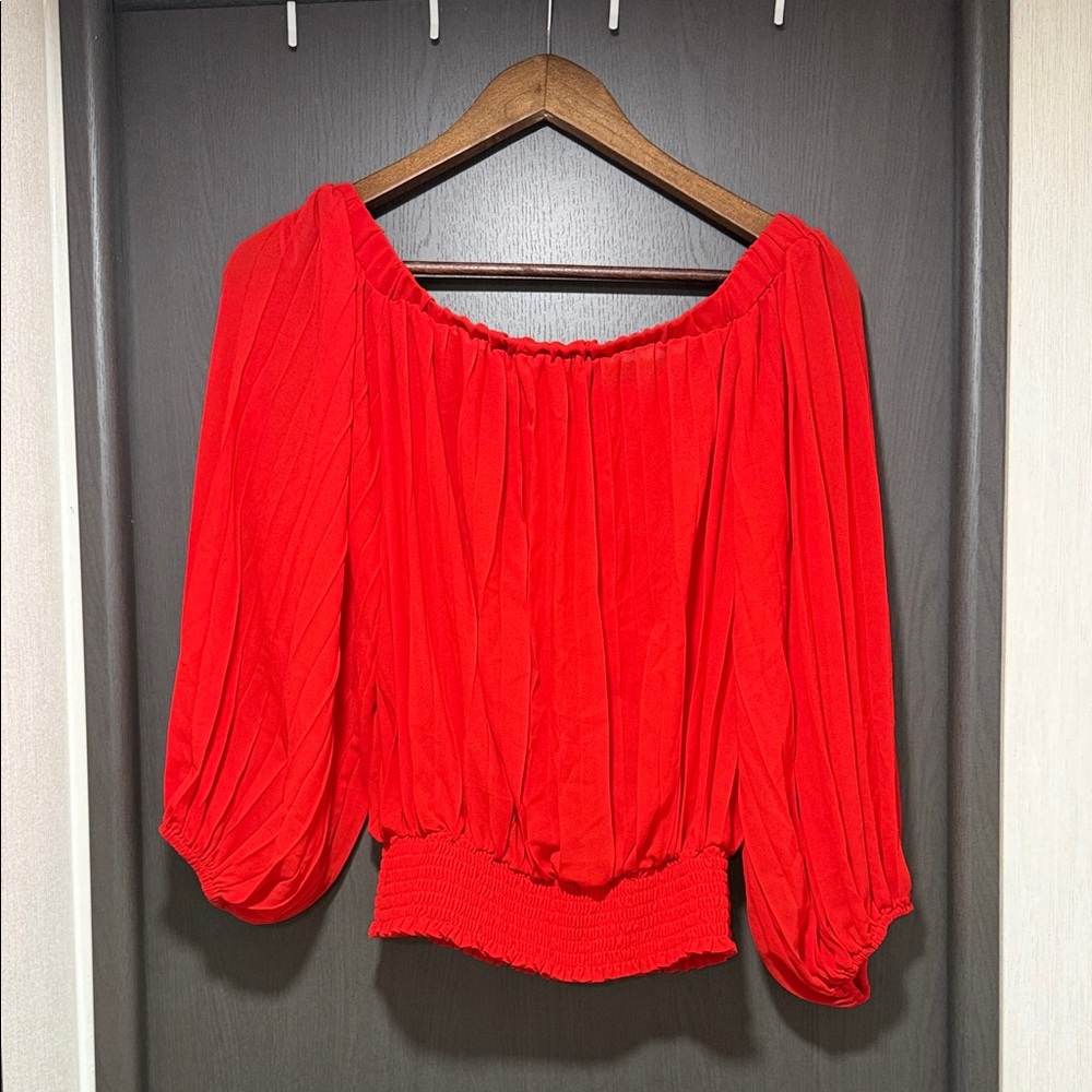 Jealous Tomato Vibrant Red Off-Shoulder Blouse